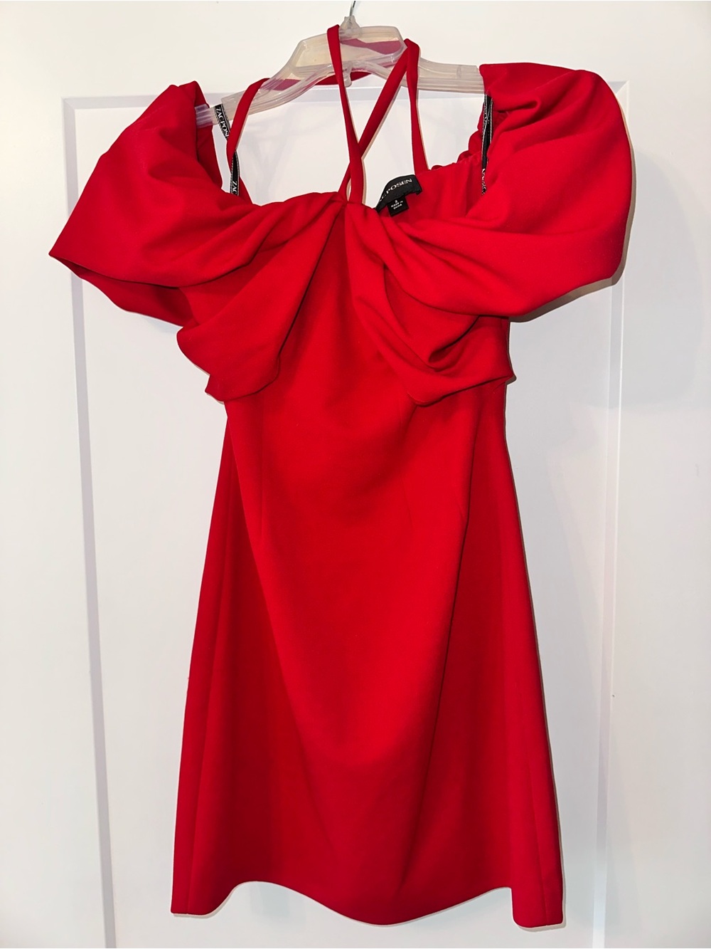 Zac Posen Red Off-Shoulder Mini Dress with Ruffle Detail